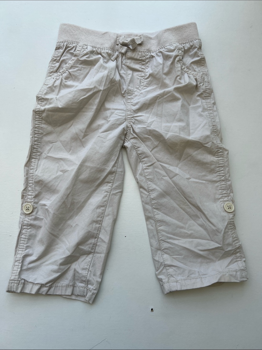 Place Girls Light Cream Capri Pants with Drawstring
